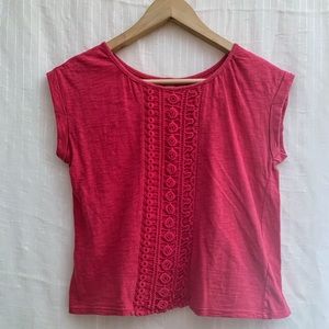 Cute Embroidered Hot Pink Short Top